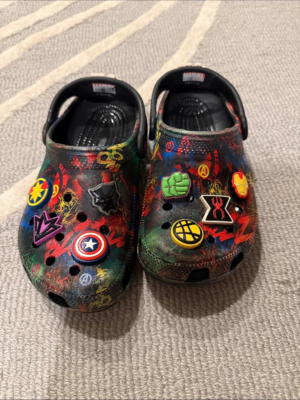 CROCS Kids Black Multi-Color Marvel Clog with Hero Jibbitz